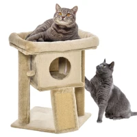 PawHut Árvore Arranhador para Gatos Pequenos Arranhador para Gatos com Poste de Juta Rampa Caverna e Bola Suspensa 40x40x57 cm Areia(m-10)