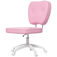 Vinsetto Cadeira de Escritório Estofada em PU com Altura Ajustável Sem Braços Cadeira de Estudo Dormitório 46x59x82-92 cm Rosa(m-11)