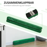 HOMCOM Składana Belka Gimnastyczna, Antypoślizgowa, Obicie z Zamszu, Stabilne Drewno, 210 x 10 x 6,5 cm, Niebieski(m-5)