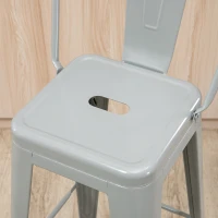 HOMCOM Conjunto de 4 Bancos Altos de Metal com Encosto Alto e Apoio para os Pés Carga 120kg 44x49x116cm  Cinza(m-9)