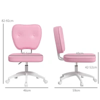 Vinsetto Cadeira de Escritório Estofada em PU com Altura Ajustável Sem Braços Cadeira de Estudo Dormitório 46x59x82-92 cm Rosa(m-3)