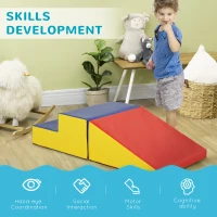 HOMCOM 2-Piece Soft Playset for Toddlers, Climbing, Crawling, For ages 12-36 Months, Red(m-7)