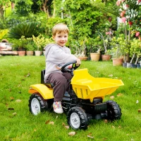HOMCOM Kids Ride on Tractor No Power Pedal Go Kart with Manual Control Bucket for 3-6 Years Old(m-10)
