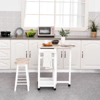 Homcom Carut Bucatarie Pliabil – Cu 2 Scaune Incluse, MDF Alb(m-10)
