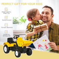 HOMCOM Kids Ride on Tractor No Power Pedal Go Kart with Manual Control Bucket for 3-6 Years Old(m-4)