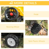 HOMCOM Kids Ride on Tractor No Power Pedal Go Kart with Manual Control Bucket for 3-6 Years Old(m-6)