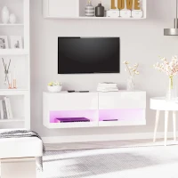 HOMCOM mobilier suspendat pentru TV, cu LED-uri, alb(m-2)