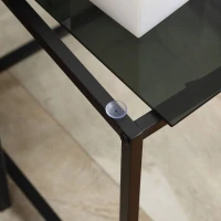 HOMCOM Set 2 Masute pentru Sufragerie Moderne din Otel si Sticla Securizata - Negru(m-9)