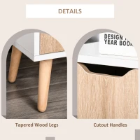 HOMCOM Bedroom Furniture Set, Wardrobe with Hanging Rod, Side Cabinet with Wood Legs, Bedside Table with Drawer, Nature Wood Finish and White(m-7)