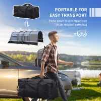 Outsunny 8-Person Camping Tent, Waterproof Family Tent, Tunnel Design, 4 Large Windows, Sleeping Cabins 3000mm Water Column Grey(m-6)