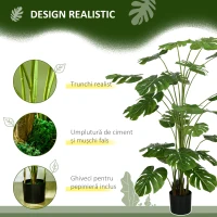 HOMCOM Monstera Deliciosa Artificiala cu Ghiveci 180cm(m-5)
