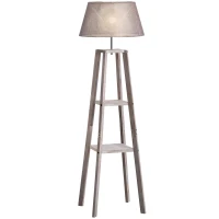HOMCOM Lampadaire design contemporain 2 étagères intégrées 40 W max. dim. 45L x 45l x 148H cm pin lin gris(m-10)