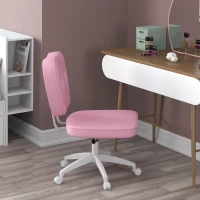 Vinsetto Cadeira de Escritório Estofada em PU com Altura Ajustável Sem Braços Cadeira de Estudo Dormitório 46x59x82-92 cm Rosa(m-7)