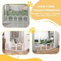 PawHut Hondenhek, 5 Panelen, Opvouwbaar, Flexibel, Massief hout/MDF, 254,5x29,5x61 cm, Wit(m-8)