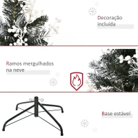 HOMCOM Árvore de Natal Automática 120 cm com 222 Ramos 28 Decorações Suporte em Aço Base Dobrável e Removível Verde(m-7)