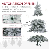 HOMCOM Kerstboom 180 cm, met Kunstmatige Sneeuw, Vlamvertragend, Snel Op- en Afbouw, Metalen Basis(m-6)