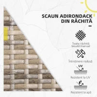 Outsunny Scaun de Grădină din Ratan, Scaun de Exterior cu Cotiere, Perne și Spătar Înalt Curbat, 64x80x90 cm, Gri(m-4)