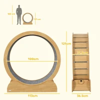 PawHut 39.4" Wooden Cat Running Wheel with Brake, Natural(m-3)