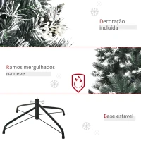 HOMCOM Árvore de Natal Automática 150 cm com 378 Ramos 41 Decorações Suporte em Aço Base Dobrável e Removível Verde(m-7)