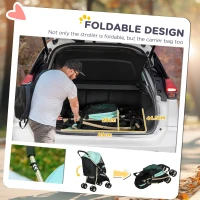 PawHut Pet Stroller for Small and Miniature Dogs, with Rain Cover - Green(m-5)