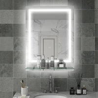 kleankin LED Bathroom Mirror with Lights and Shelf, Illuminated Makeup Mirror, Vanity Mirror with 3 Colour, Smart Touch, Anti-Fog(m-2)