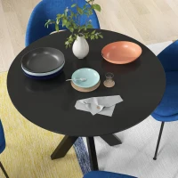 HOMCOM Masa Rotunda pentru 4 Persoane, Negru(m-7)