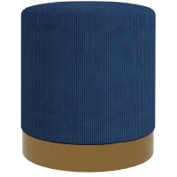 HOMCOM Soft Padded Corduroy Footstool - Dark Blue(m-11)