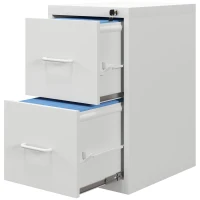 HOMCOM Two-Drawer Modern Steel Filing Cabinet - White(m-11)
