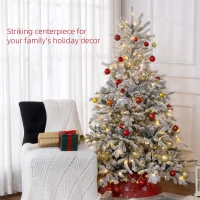 HOMCOM 6ft Bushy Snow-Flocked Artificial Christmas Tree, with LED Lights(m-4)