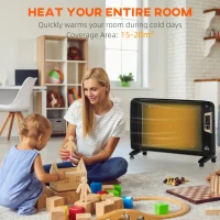 HOMCOM Mica Electric Space Heater, Portable Heater for Home with 2 Heat Settings, Living Room, Study, Garage, Adjustable Temperature 18-30°C, 1000W/2000W, Black(m-7)