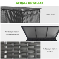 Outsunny Cutie de Depozitare pentru Exterior cu Roți, Bară Pneumatică de Ridicare și Mâner Lateral, 121x57x67 cm, Negru(m-7)