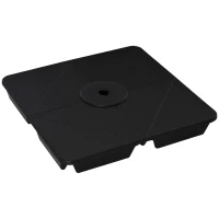 Outsunny Pied de parasol carré poids de supports pour parasol avec 4 plaques PP - A remplir d'eau ou de sable jusqu'à 80 kg - 89 x 89 x 11 cm noir(m-10)
