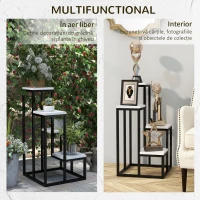 Outsunny Suport de Flori pe 4 Niveluri, Raft de Colt pentru Plante, Suport pentru Ghivece, 34x34x70 cm, Negru(m-6)