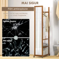 HOMCOM Oglinda De Sine Statatoare, Rulanta, Nuc(m-6)