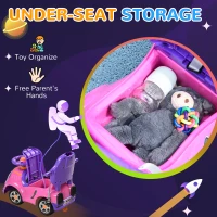 AIYAPLAY 3 in 1 Ride on Push Car, Cartoon Robot Theme Foot to Floor Slider w/ Handle Light Music Horn, Storage - Pink(m-8)