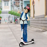 HOMCOM Hulajnoga Elektryczna, Elektryczny Skuter, Zasięg 6 km, dla Dzieci od 6 Lat, Rama Stalowa, Czarno-Biały, 76 x 53 x 95 cm(m-2)