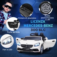 AIYAPLAY Macchina Elettrica per Bambini Licenza Mercedes SLC 300 con Telecomando, in PP e Metallo, 107x62.5x44 cm, Bianco(m-6)