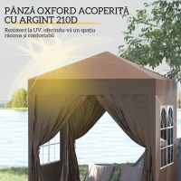 Outsunny Pavilion Pop-up Impermeabil cu 4 Pereți Detașabili și Geantă de Transport, 2x2x2.4 m, Maro(m-5)