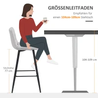 HOMCOM Zestaw Stołków Barowych, Skandynawski Design, Pokrycie z Weluru, Metalowa Rama, Antypoślizgowe Nogi, Jasnoszary(m-7)