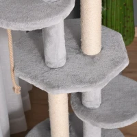 PawHut Cat Tree for Indoor Cats Kitten Tower Multi-level Activity Centre Pet Furniture with Scratching Post Condo Hanging Ropes Plush Perches Grey(m-9)