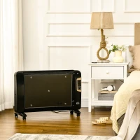 HOMCOM Mica Electric Space Heater, Portable Heater for Home with 2 Heat Settings, Living Room, Study, Garage, Adjustable Temperature 18-30°C, 1000W/2000W, Black(m-2)