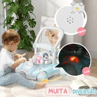 AIYAPLAY Andador para Bebés com Altura Ajustável Música Rodas Antiderrapantes Luzes Guiador Desmontável 43,4x40,6x43 cm Azul Claro(m-7)