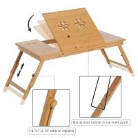 HOMCOM Masuta de Pat pentru PC Pliabila, Suport pentru PC Reglabi(m-5)