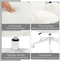 HOMCOM Makeup Vanity Chair, Cute Fluffy Desk Chair with Rolling Wheels for Bedroom Living Room, Cream White(m-6)