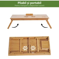 HOMCOM Masuta de Pat pentru PC Pliabila, Suport pentru PC Reglabi(m-6)