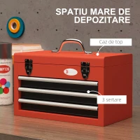 DURHAND Cutie pentru scule cu 3 sertare, Rosu(m-5)
