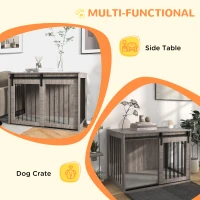 PawHut 98cm Dog Crate Furniture with Removable Cushion for Large Dogs - Brown(m-5)