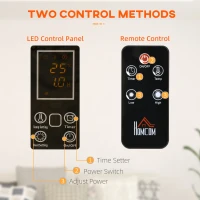 HOMCOM Mica Electric Space Heater, Portable Heater for Home with 2 Heat Settings, Living Room, Study, Garage, Adjustable Temperature 18-30°C, 1000W/2000W, Black(m-6)