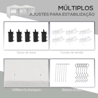 Outsunny Tenda Dobrável 585x295x275 cm com Paredes Laterais Altura Ajustável Bolsa de Transporte e 5 Sacos de Areia Branco(m-6)