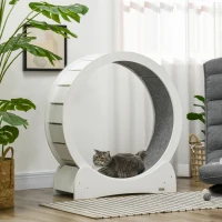 PawHut 30" Wooden Cat Running Wheel with Brake, White(m-10)